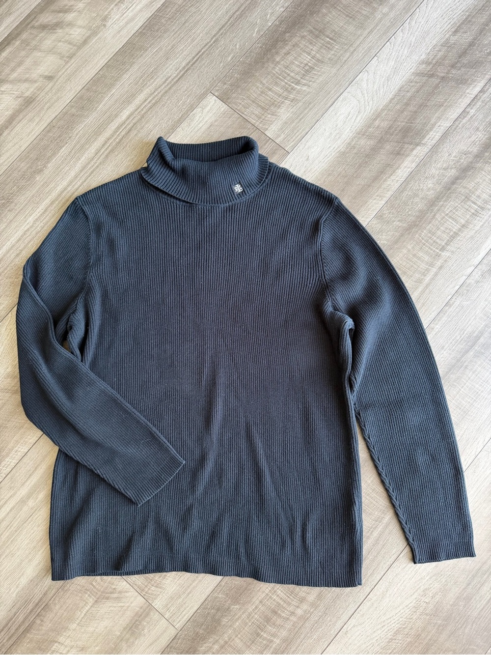 Lauren Ralph Lauren Women’s 2X 100% Cotton Ribbed Knit Turtleneck Sweater Black